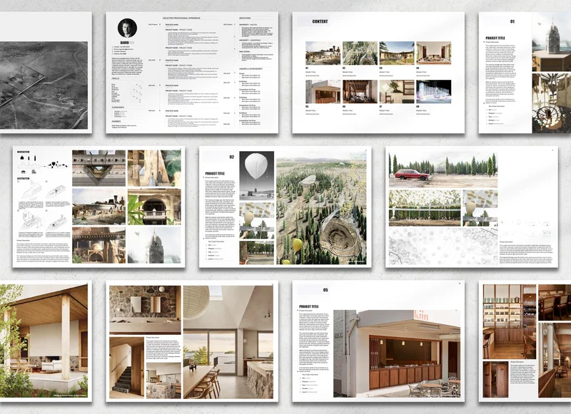 Estudante apresentando portfólio arquitetônico durante entrevista