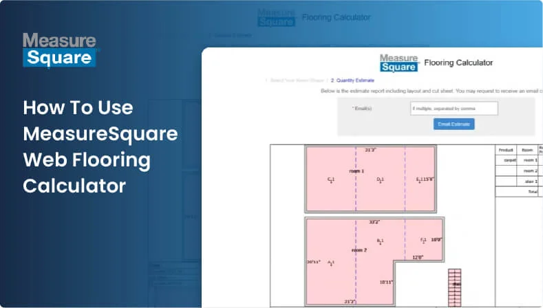 Interface de uma calculadora online de pisos em um tablet.