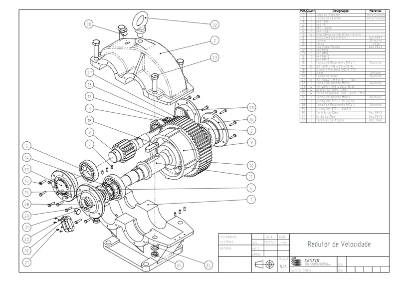 Conjunto de desenhos técnicos de um projeto arquitetônico, incluindo planta baixa, cortes e fachadas.