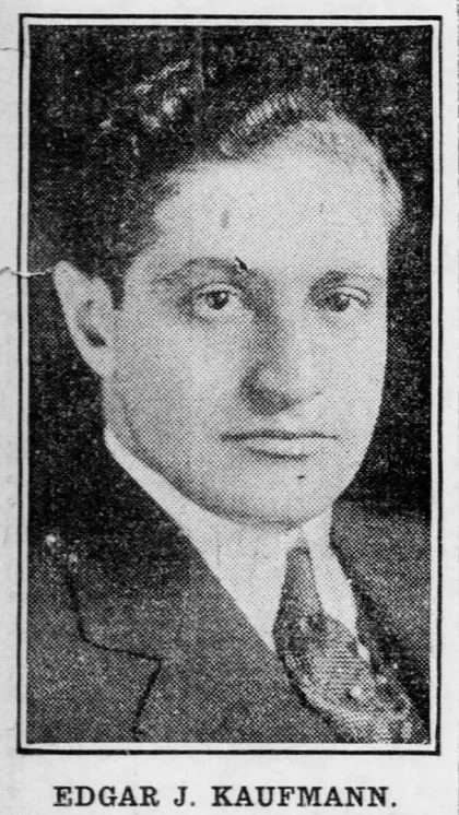 Edgar J. Kaufmann, dono da Kaufmann's Department Store em Pittsburgh, em foto do Pittsburgh Post de 1916