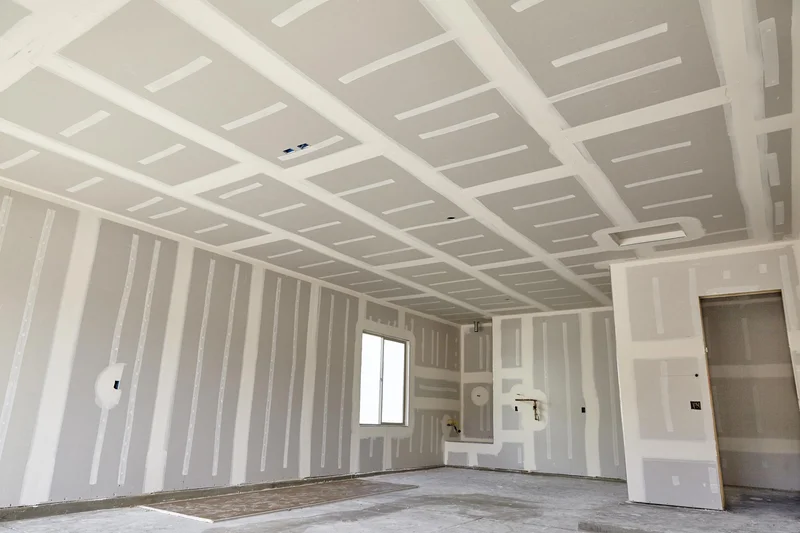 Parede de drywall em construção