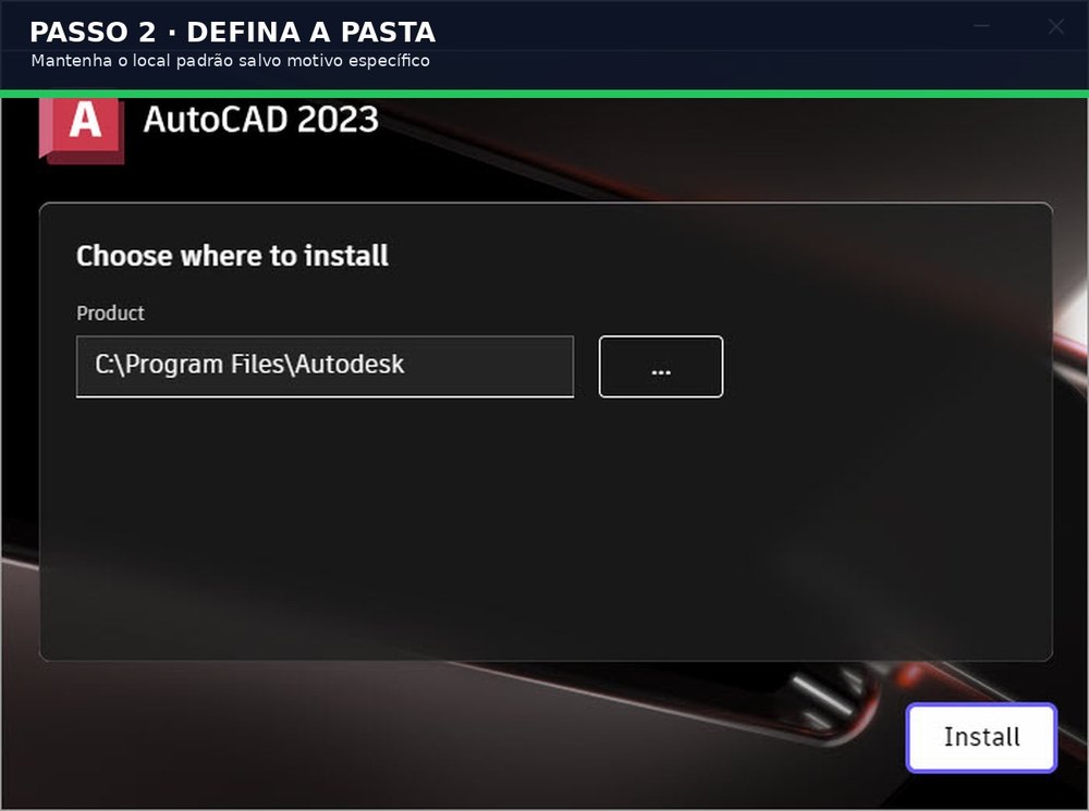 Captura real do software: Confirme componentes e pasta