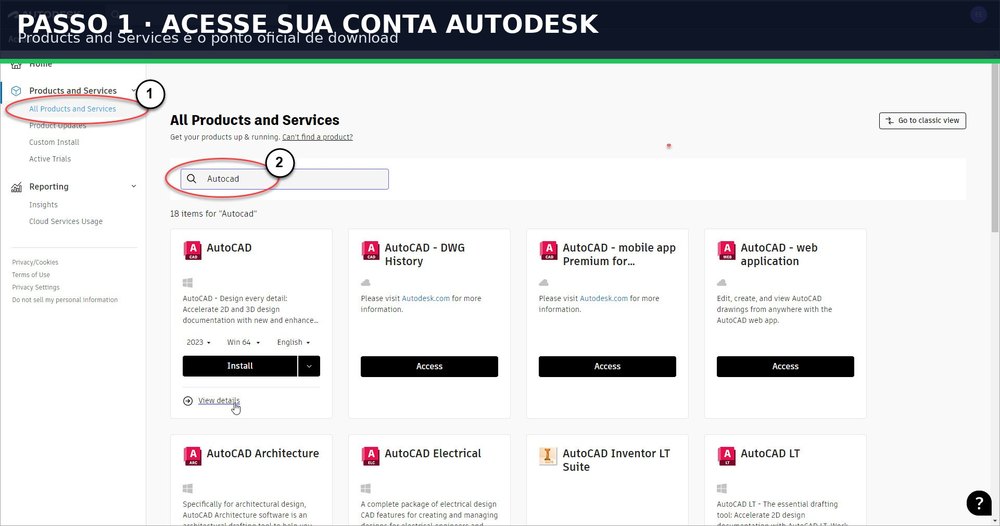 Captura real de AutoCAD para o tutorial Como instalar o AutoCAD corretamente no Windows
