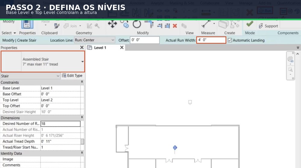 Captura real do software: Defina Base Level e Top Level