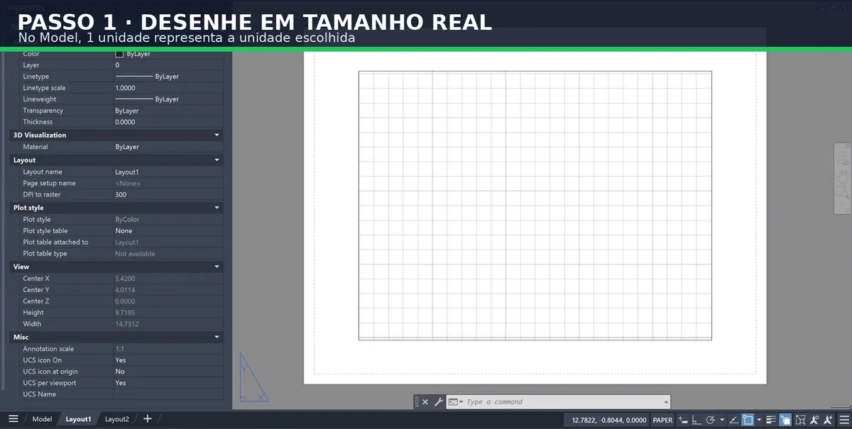 Captura real de AutoCAD para o tutorial Como colocar o desenho na escala no AutoCAD