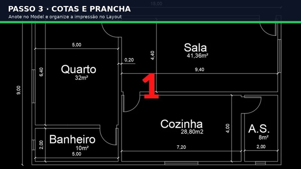 Captura real do software: Insira esquadrias, cotas e leve ao Layout