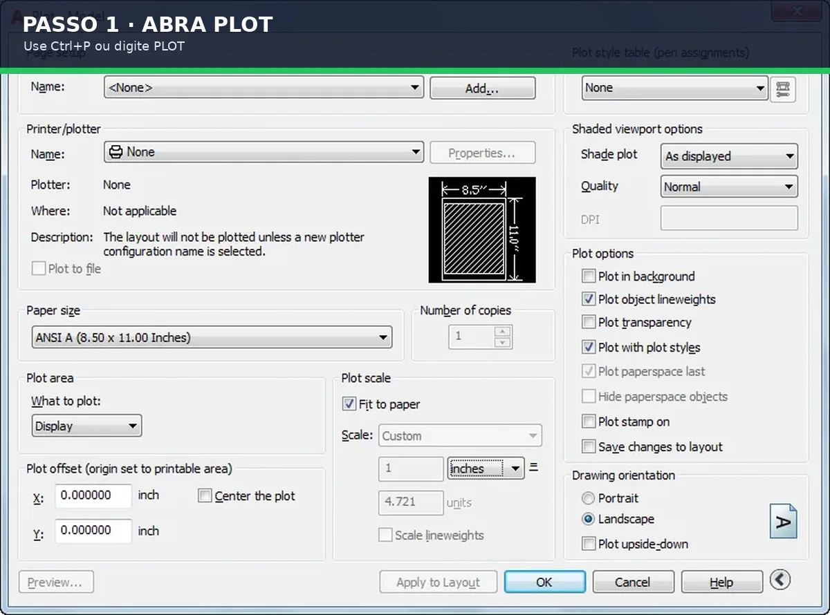 Captura real do software: Abra a janela Plot