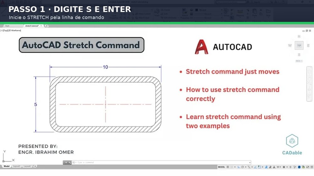 Captura real de AutoCAD para o tutorial Como usar o comando STRETCH no AutoCAD