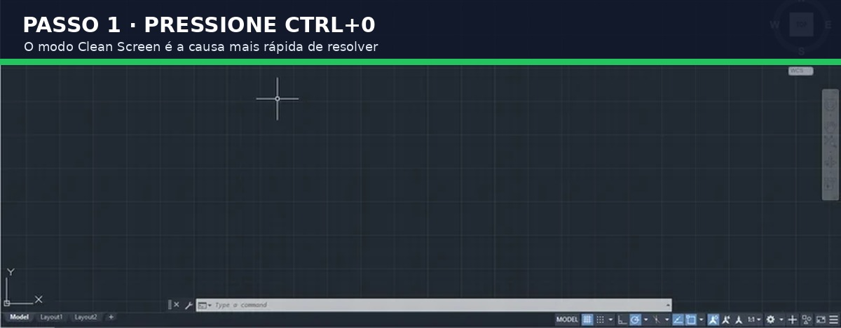 Captura real de AutoCAD para o tutorial Barra de ferramentas do AutoCAD sumiu: recupere em minutos