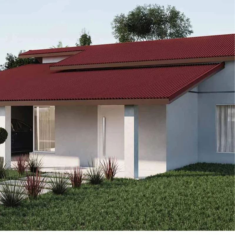 Diversos tipos de telhas sanduíche exibidos em showroom