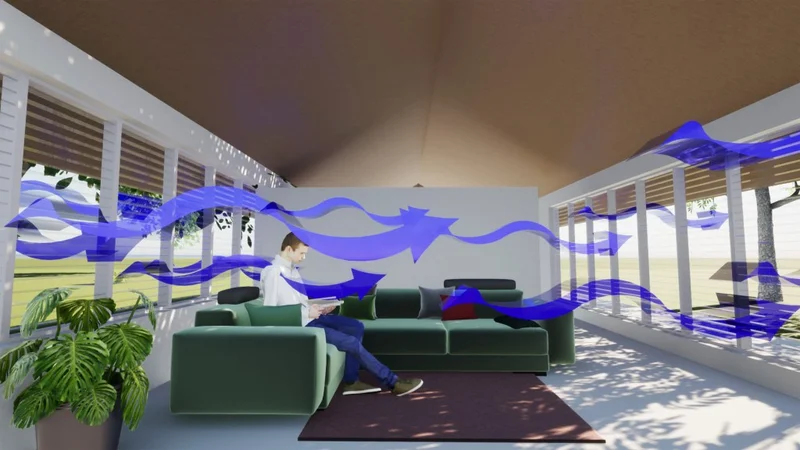 Exemplo de posicionamento de janelas para ventilação cruzada